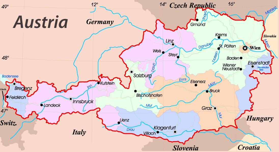 kaart van eisenstadt oostenrijk