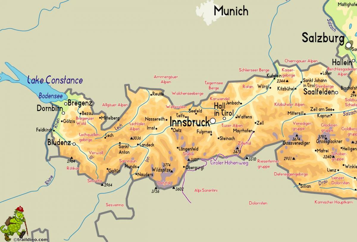 kaart van mayrhofen oostenrijk