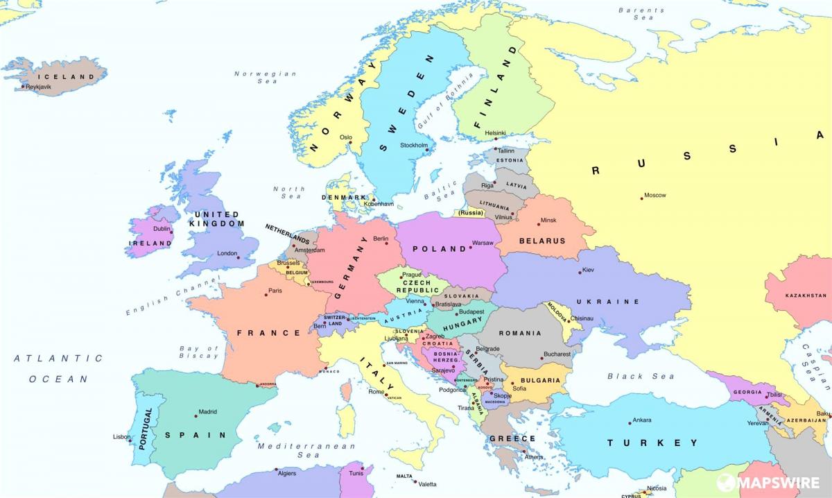 kaart van europa met oostenrijk