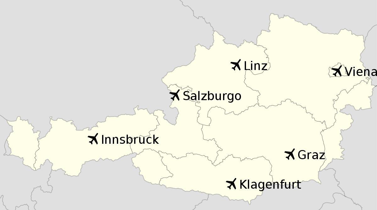 luchthavens in oostenrijk kaart