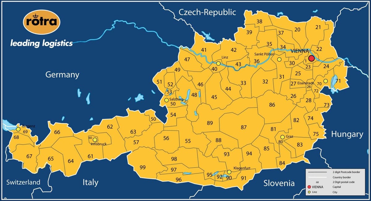 kaart van oostenrijk postcode 
