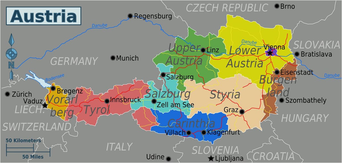 oostenrijkse provincies kaart
