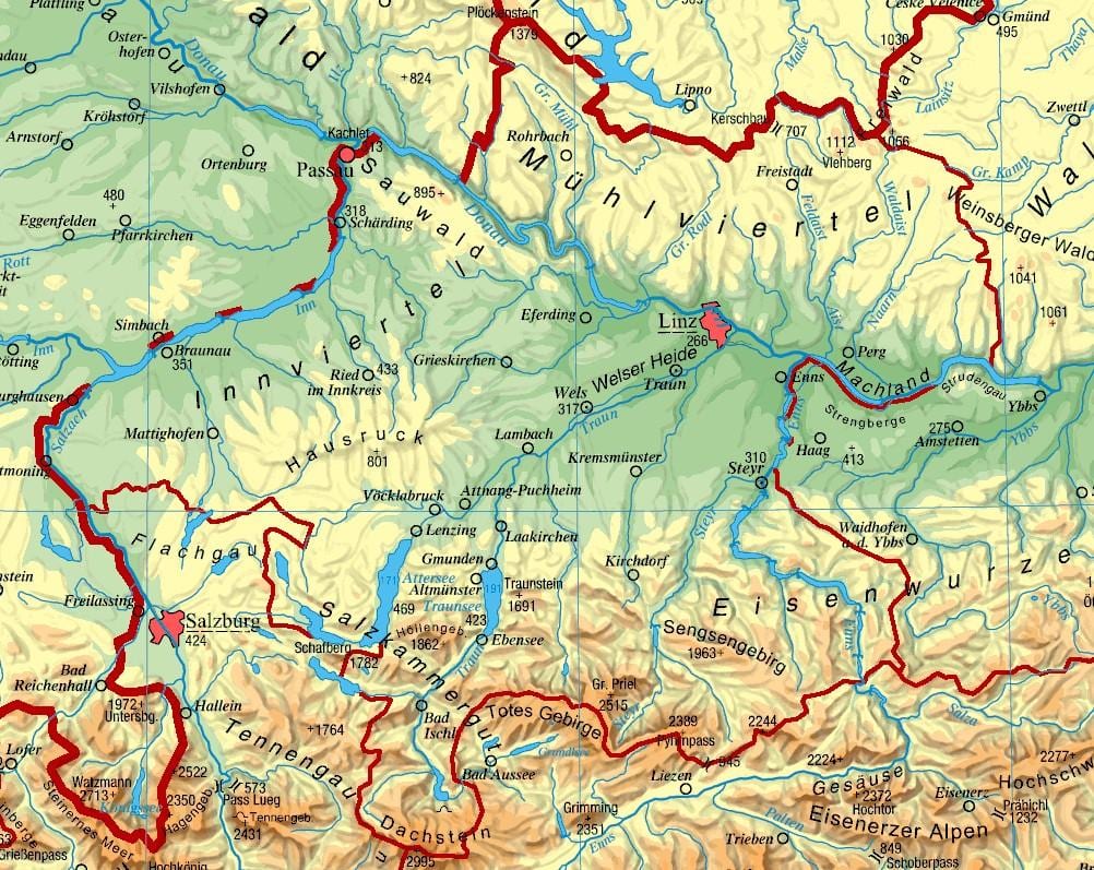 kaart van opper-oostenrijk
