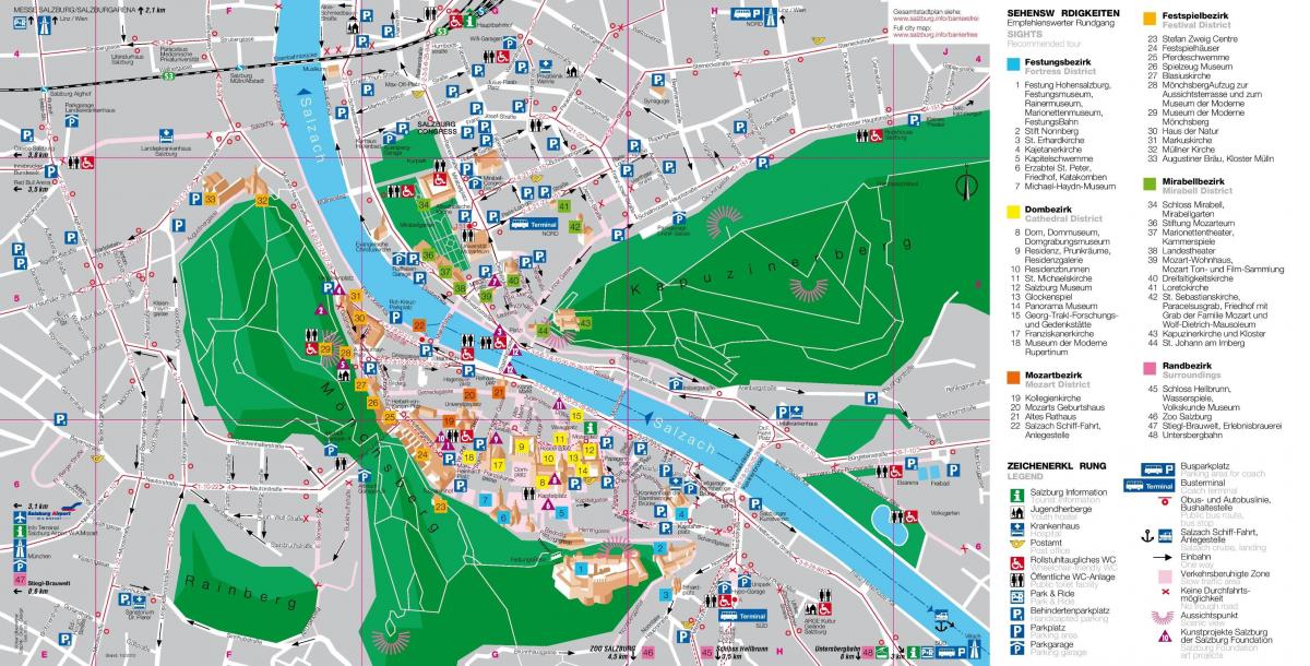 kaart van de toeristische kaart van salzburg oostenrijk