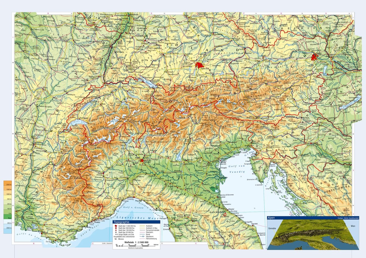kaart van oostenrijk topografisch