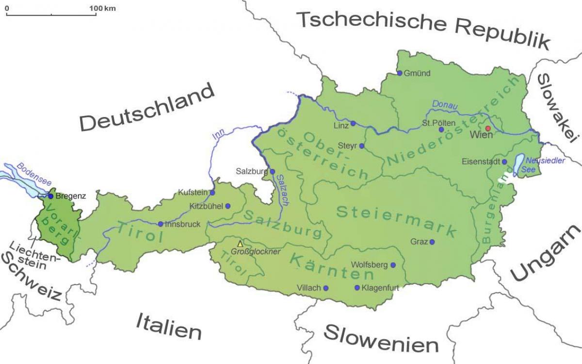 kaart van vorarlberg, oostenrijk