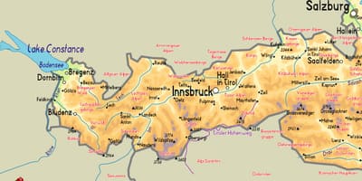 Kaart van mayrhofen oostenrijk