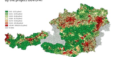 Oostenrijk bevolkingsdichtheid kaart