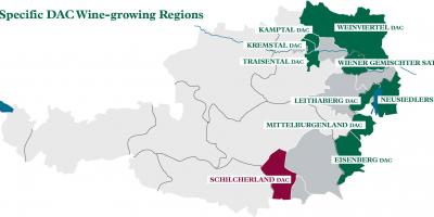 Oostenrijkse wijn regio ' s in kaart