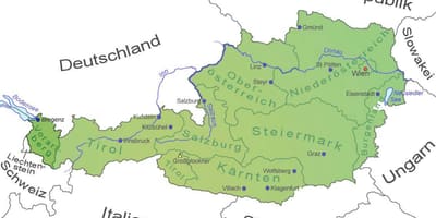 Kaart van vorarlberg, oostenrijk